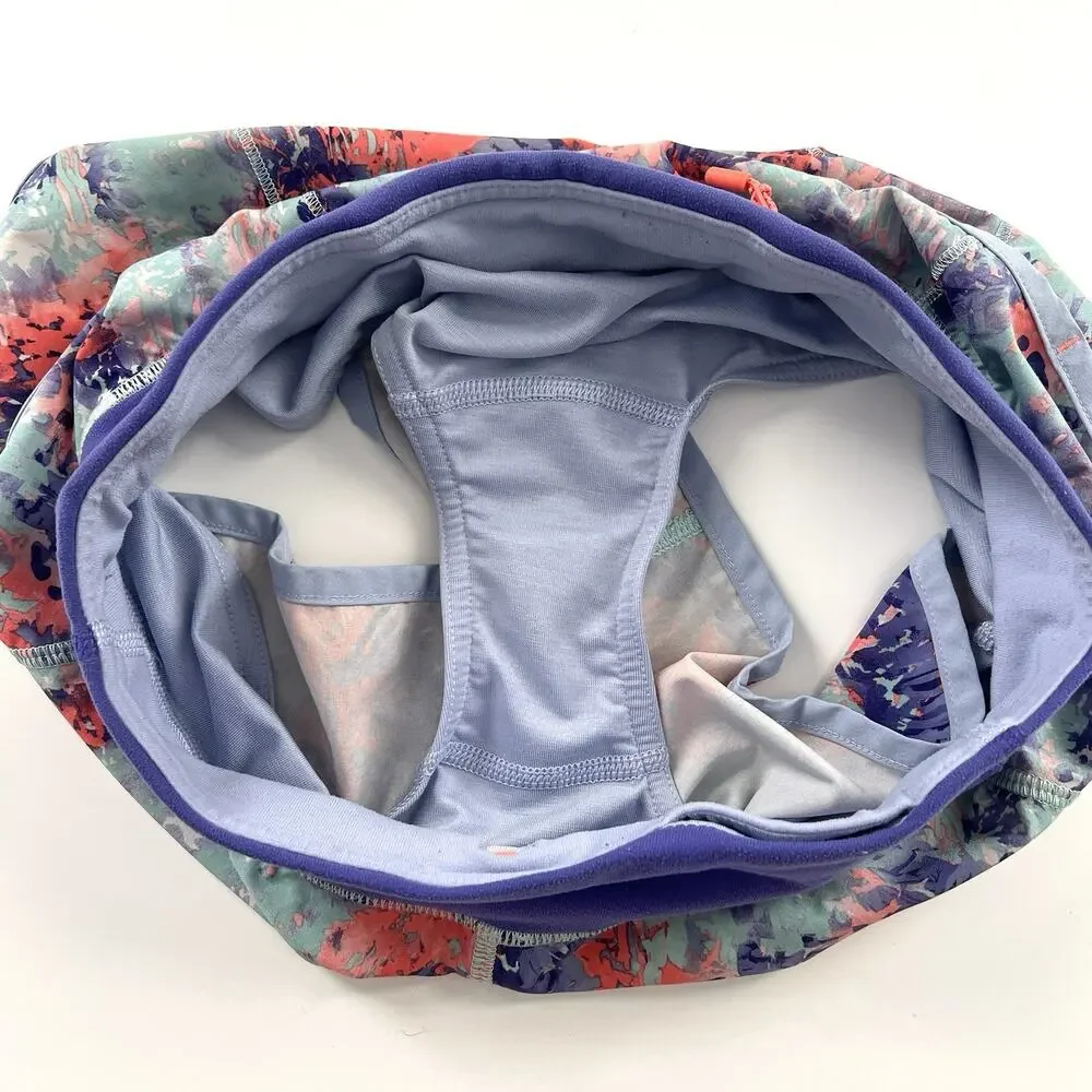 Ivivva By Lululemon Blue Purple Coral Floral Print Speedy Workout Short Girl 12